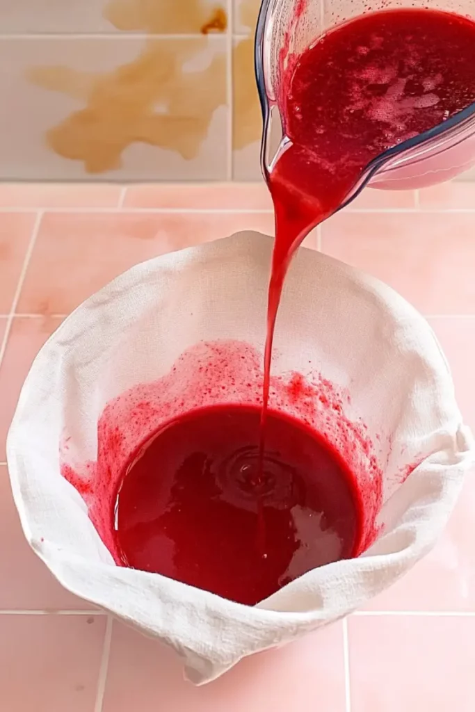 Pouring homemade Strawberry Acai Refresher over ice