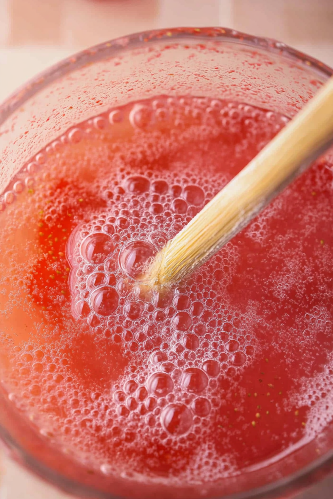 Pouring homemade Strawberry Acai Refresher over ice