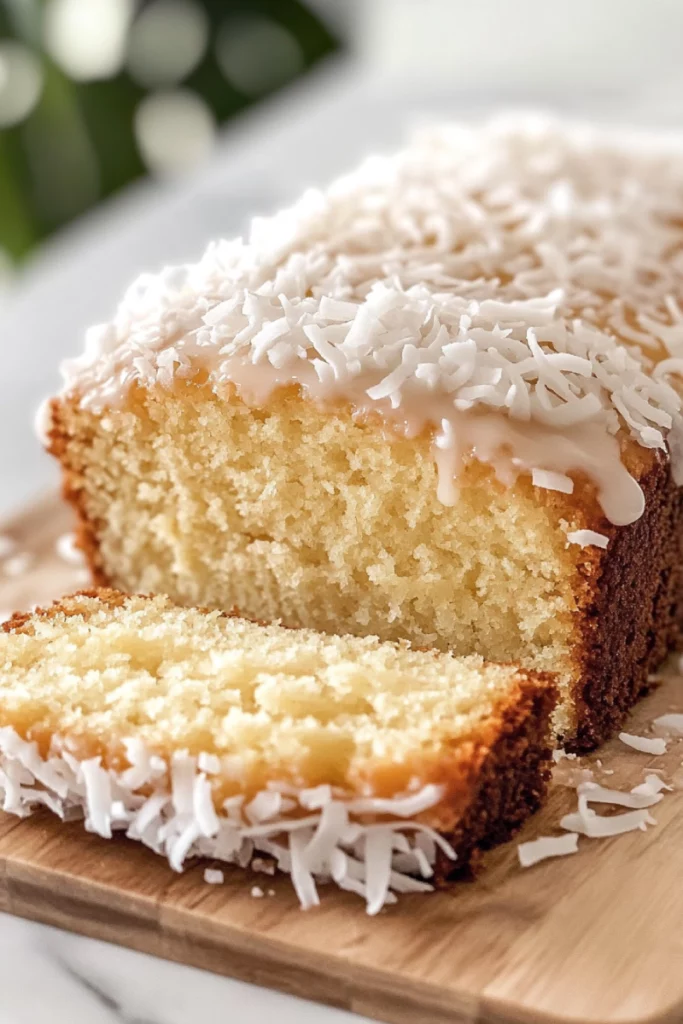 Sliced coconut bread with tea
