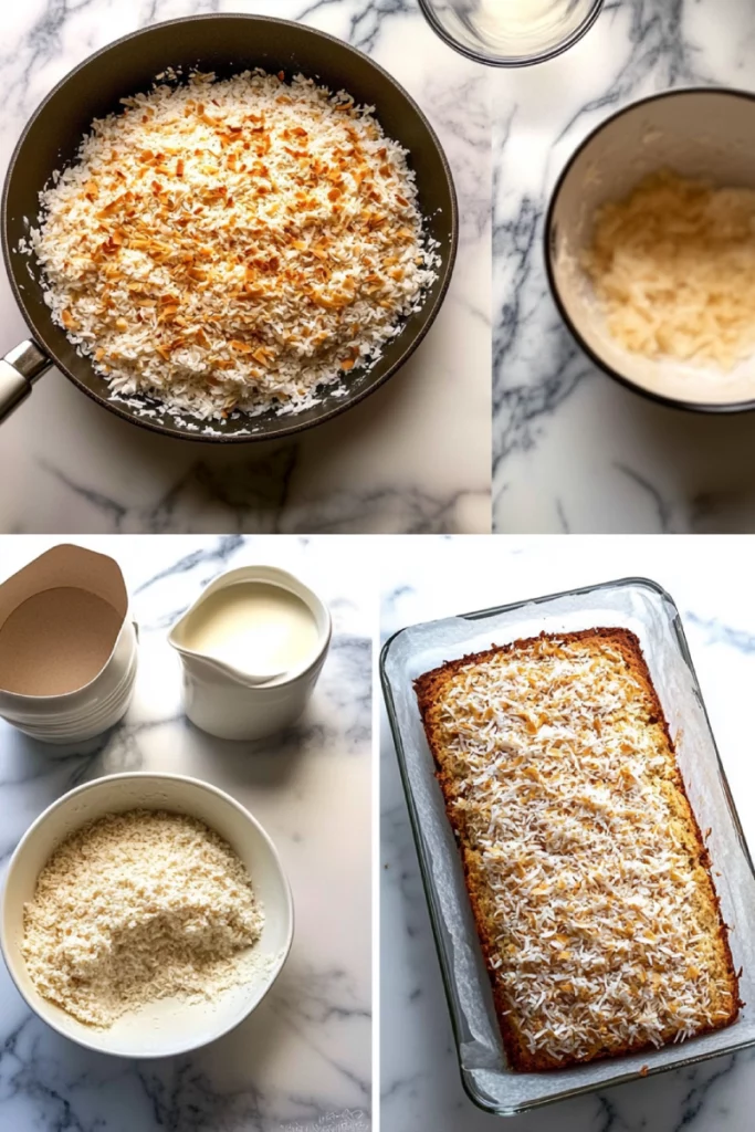Mixing coconut bread batter by hand