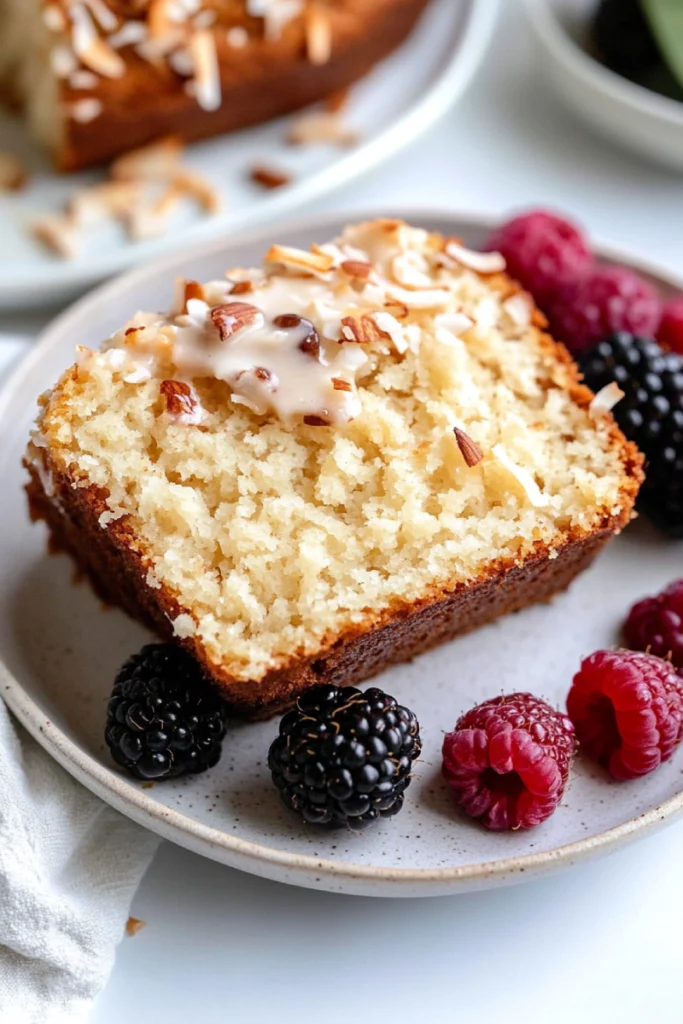 Sliced coconut bread with tea