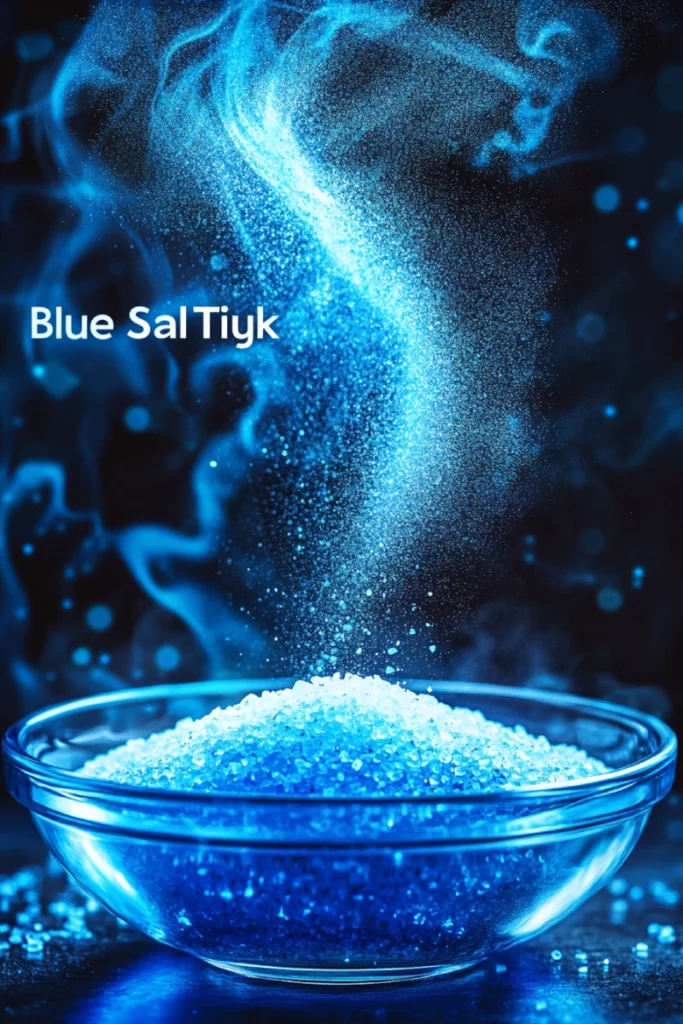 Blue salt trick with butterfly pea flower and sea salt in hand