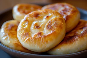 Fluffy Cottage Cheese Cloud Bread Recipe loaf on parchment paper, golden brown with a pillowy texture.