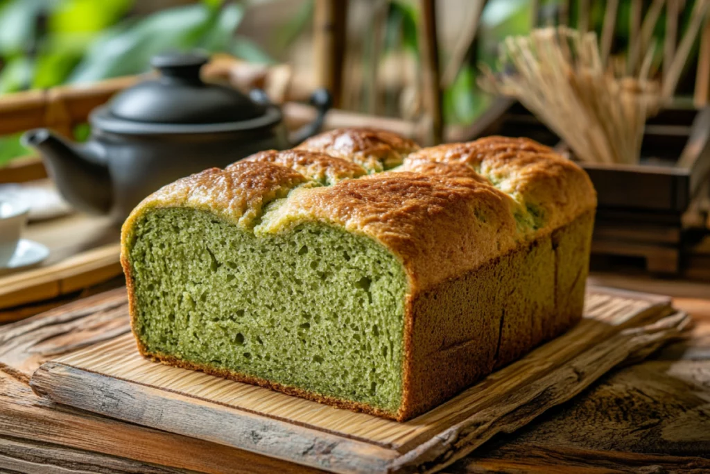Matcha Pan fresh loaf with soft green interior